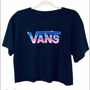 VANS Custom Crop Crewneck Logo Tee Shirt Medium